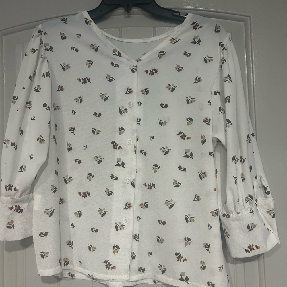 Blue Sand top made in Italy. Size large and buttons up the back